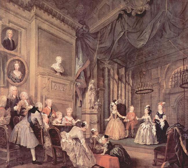 William Hogarth Theaterauffuhrung der Kinder im Hause des John Conduit oil painting image